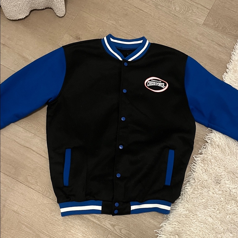 American Cheer Power Black and Blue Varsity Jacket
